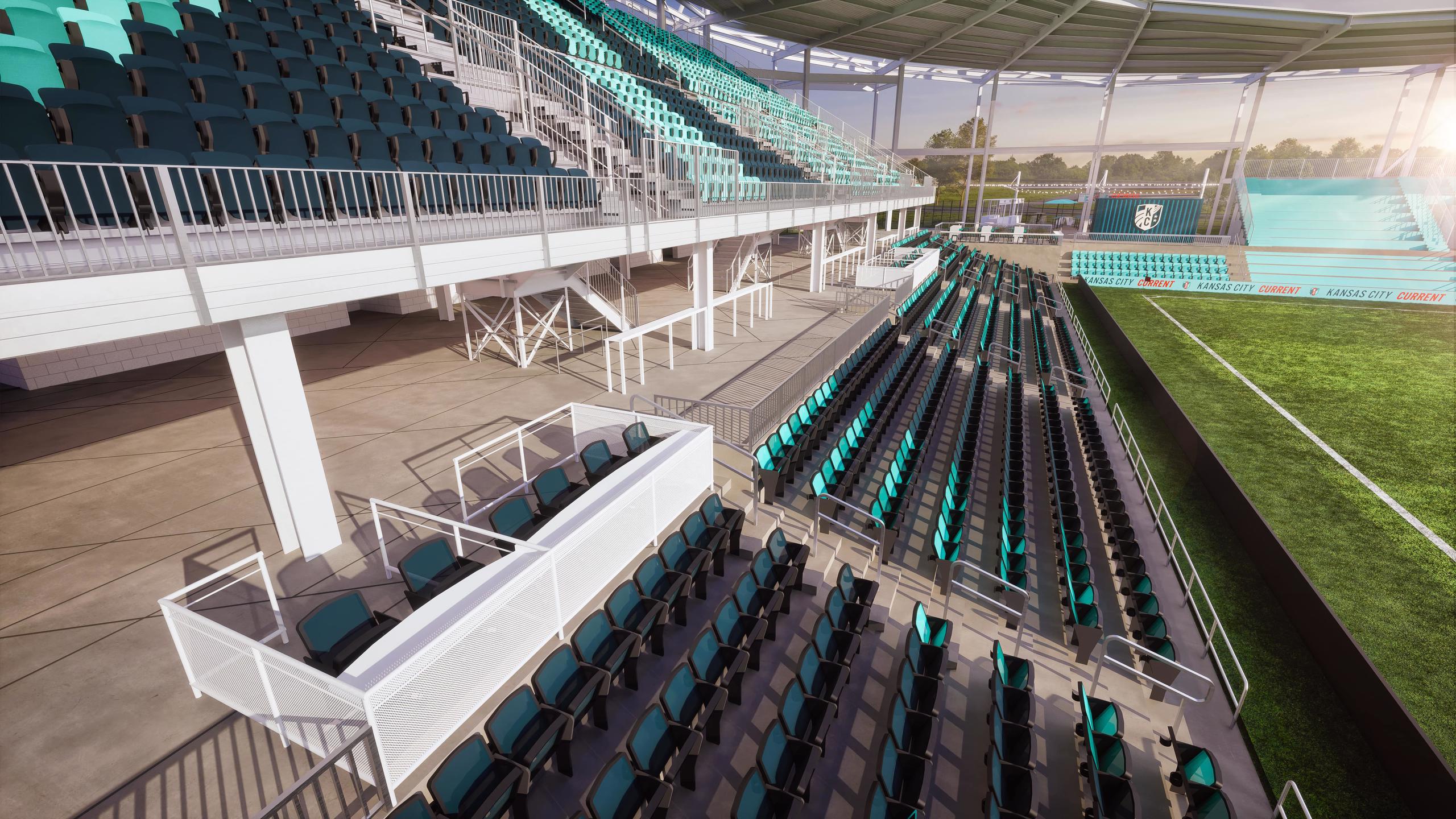 An empty Loge Box at CPKC Stadium