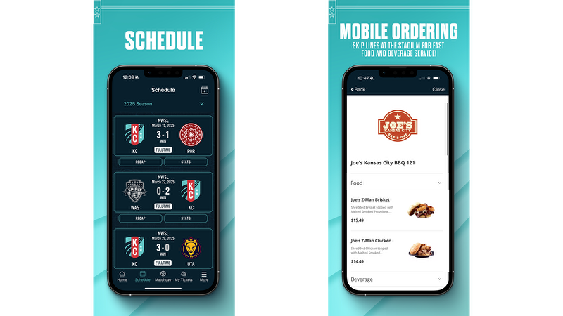 A screenshot example of the Schedule and Mobile Ordering page in stadium.