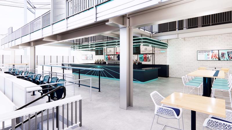 A view of the South Concourse Club seating area at CPKC Stadium