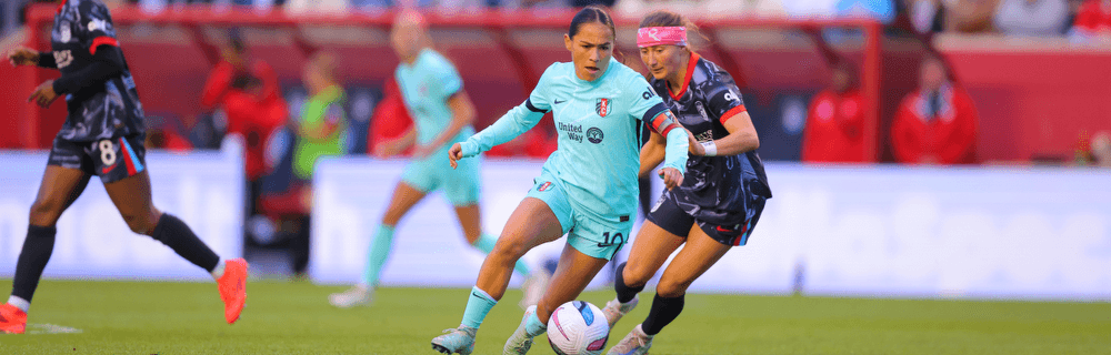 LaBonta with the soccer ball vs Chicago stars as match preview cover photo.