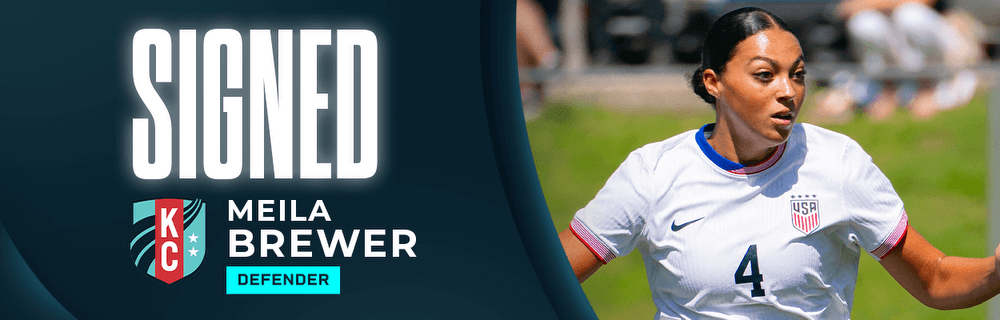 Cover graphic of KC Current signing Melia Brewer Defender.