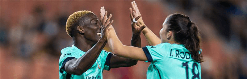Temwa and Izzy celebrating goal as cover image for match report.