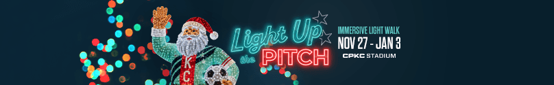 Light Up the Pitch Immersive Light Walk Nov 27 - Jan 3 CPKC Stadium.