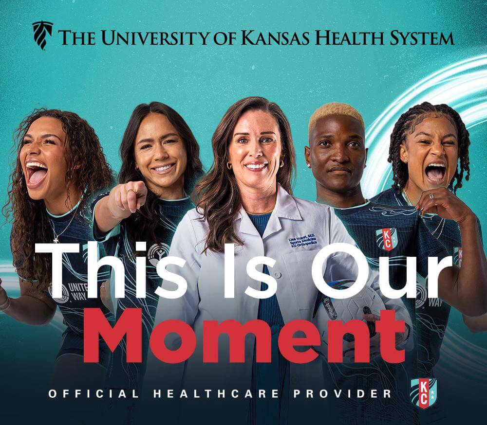 The University of Kansas Health System. This is our moment official healthcare partner of the KC Current banner ad.