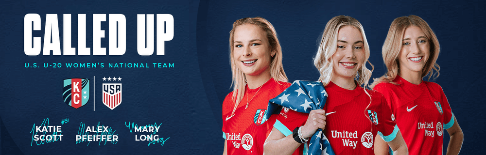 Cover graphic of Kaite, Alex, and Mary called up for US U-20 Women's National Team.