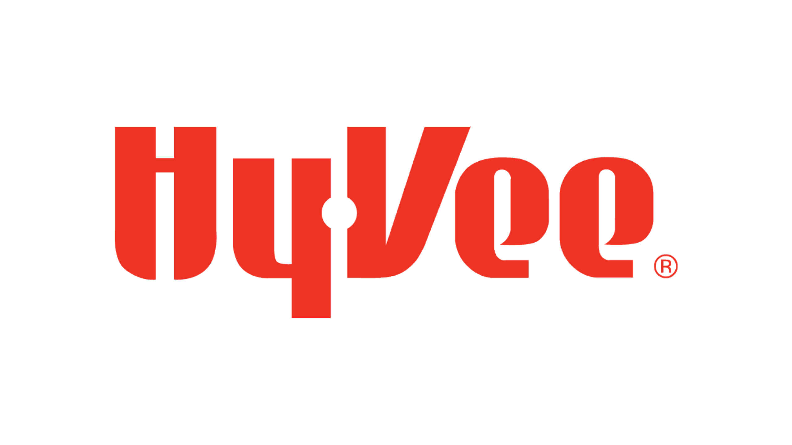 A red graphic logo for HyVee partner.
