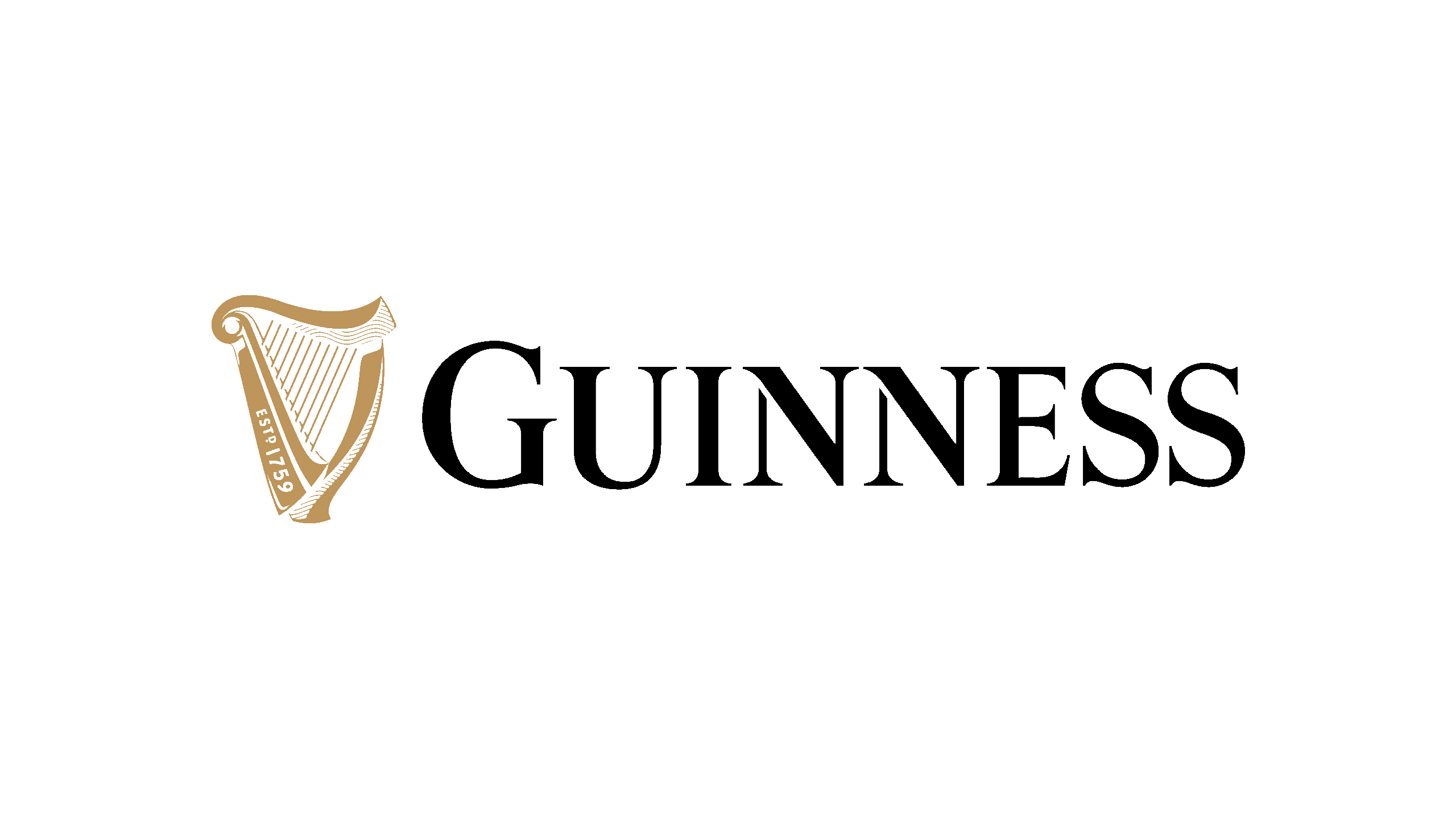 A black graphic logo for Guiness partner, with harp.
