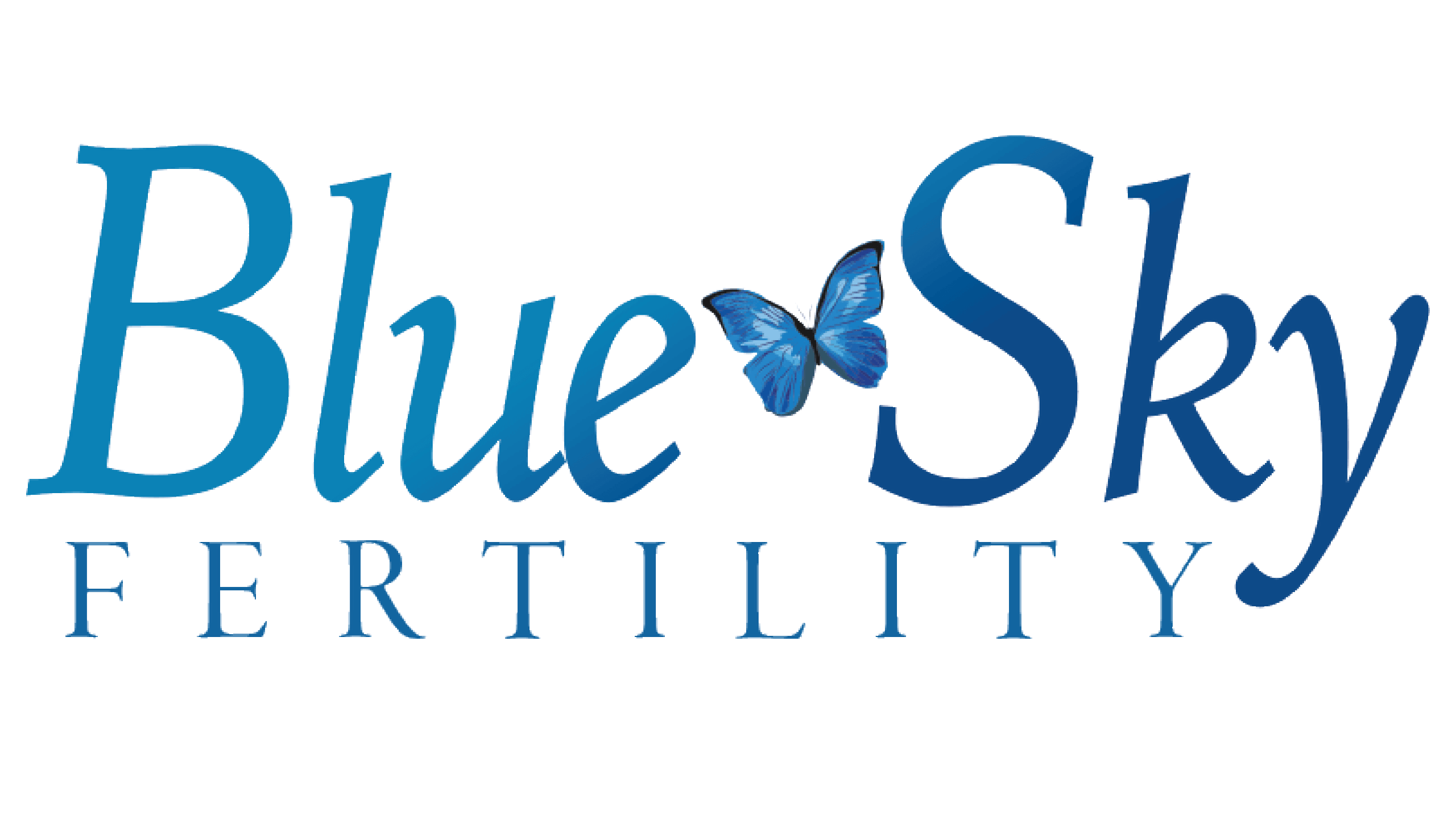 A blue graphic logo for Blue Sky Fertility partner, with a blue butterfly.