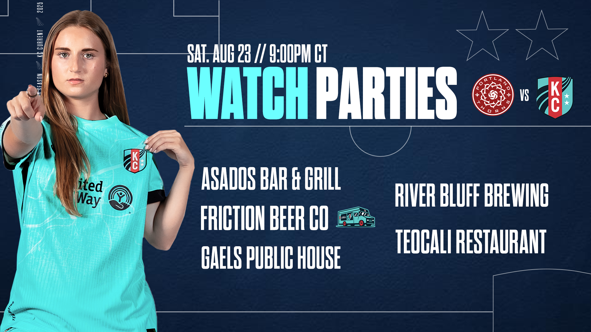 Saturday, August 23rd watch party graphic at 9 pm central.