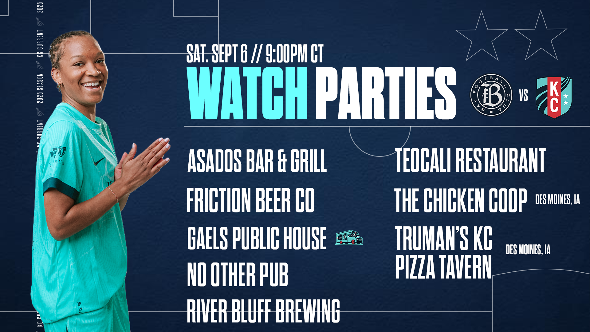Saturday, September 6th watch party graphic at 9 pm central.
