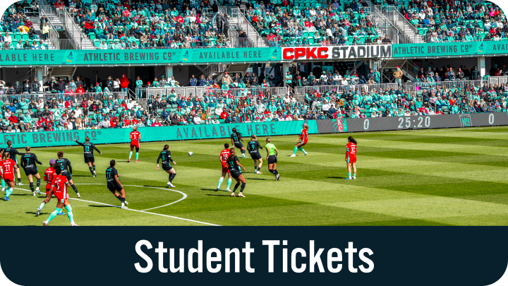 Student Tickets Graphic from standing room only view from north goal of the match.