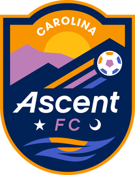 Carolina Ascent FC Orange, yellow, blue and purple Crest